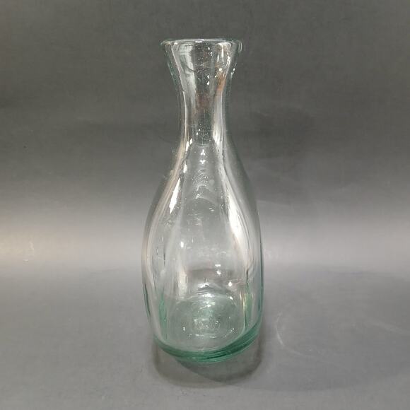 Vintage Hand Blown Art Glass Decanter Vase Pale Blue Tint 8" tall 5"w 3"d - Picture 4 of 9